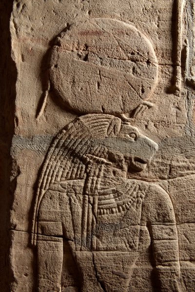 Relief on a shrine erected by Pharaoh Taharqa in the court of the Temple of Amun built by him at Kawa in Nubia, 25th Dynasty, Late Period, 690-64 BC sandstone (detail) by Egyptian 25th Dynasty